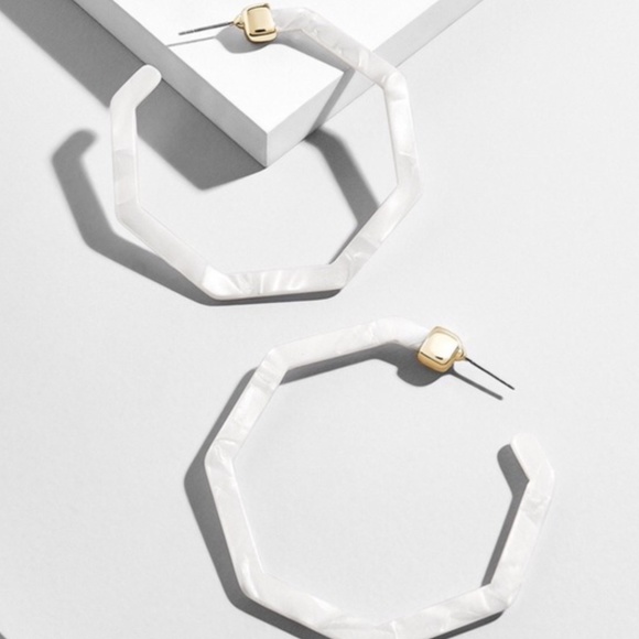 Weekend Warrior ATX Jewelry - White Pearl Acetate Hoop Earrings